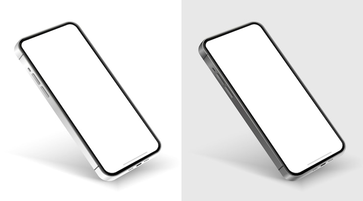 Vetor modelagem de smartphone 3d de alta qualidade com diferentes ângulos e fundo isolado para mostrar aplicativo móvel