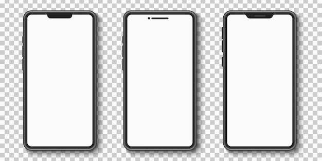 Modelagem de telefones inteligentes em fundo transparente Smartphone com tela branca vazia para o seu design Gadget hitech moderno Ilustração vetorial