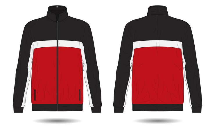 Vetor modelagem de uma jaqueta de treino desportivo de frente e de trás
