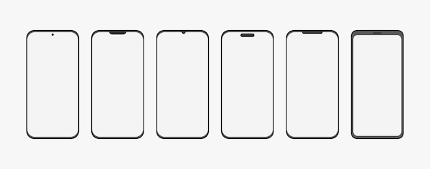 Modelagem realista de smartphone vetor de telefone móvel com isolado em fundo branco Set