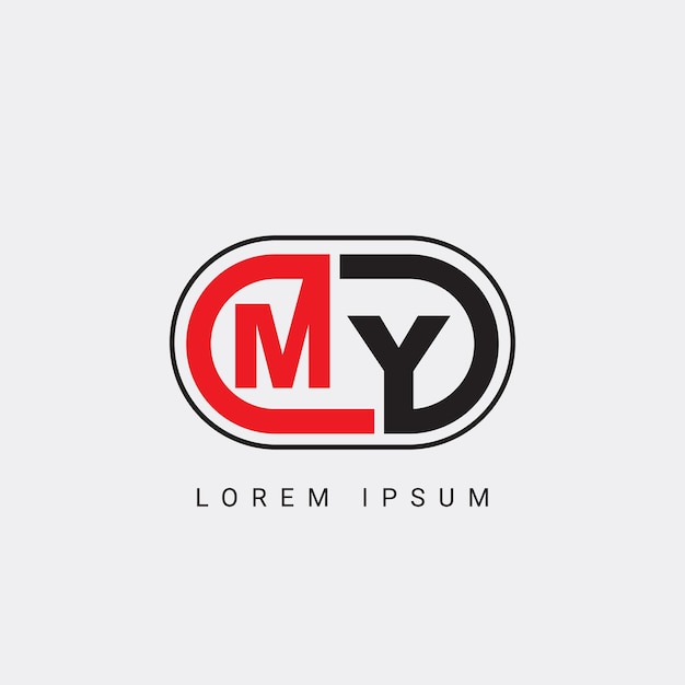 Vetor modelagem vetorial de design de logotipo inicial da letra my amp ym