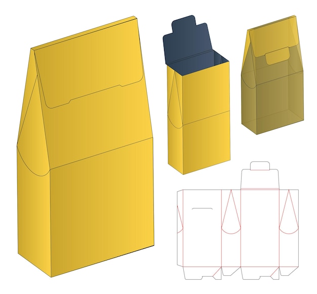 Modelo 3D de projeto de modelo de corte de caixa de embalagem