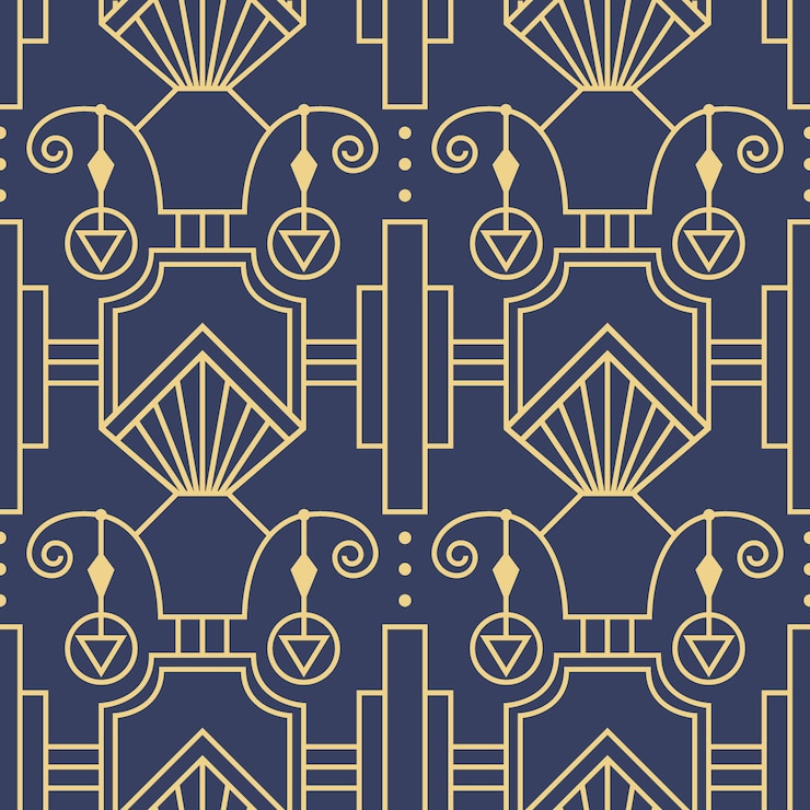 Vetor modelo abstrato art deco azul cs6