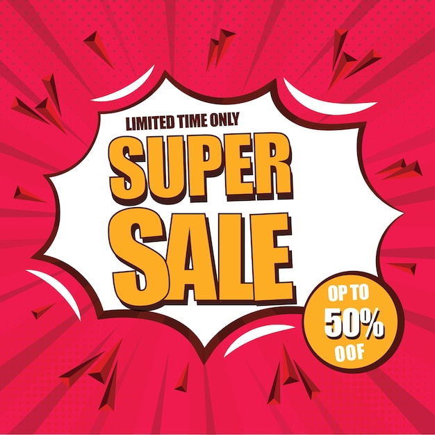 Modelo abstrato de banner de promoção de super venda