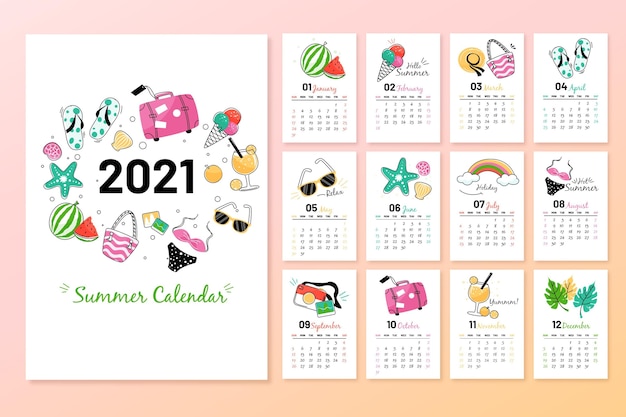 Modelo abstrato de calendário 2021