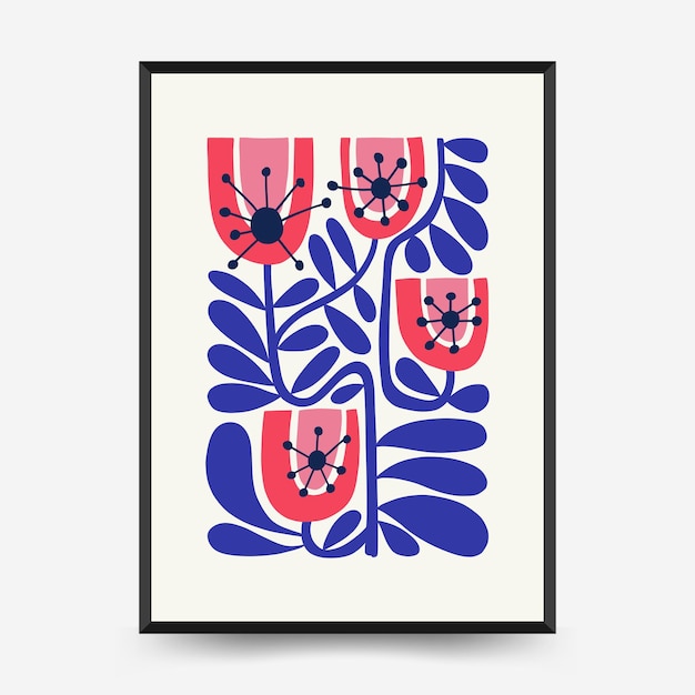 Modelo abstrato de cartazes florais. estilo minimalista moderno e moderno de matisse.