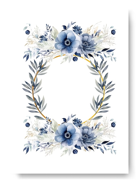 Modelo abstrato de convite de casamento boho vetorial em um banner vetorial de fundo de gardênia azul