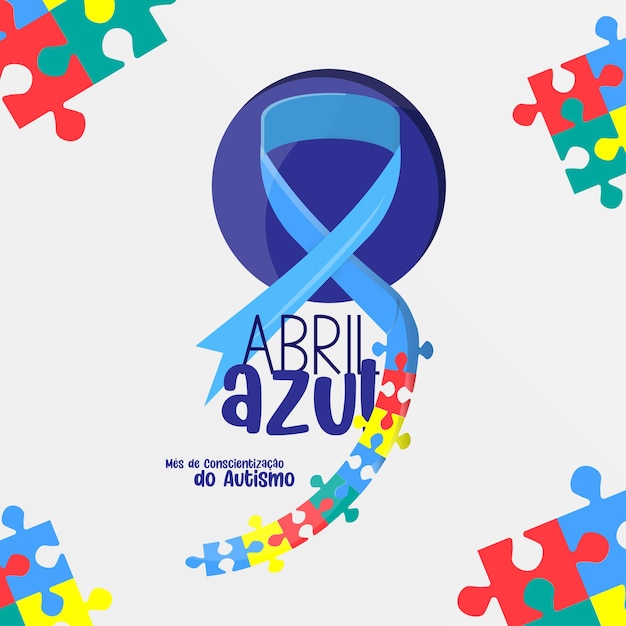 Modelo Azul Autismo Mídia Social Abril Título da postagem