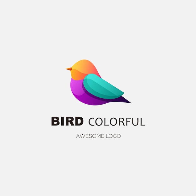 Modelo colorido de design de logotipo de pássaro gradiente