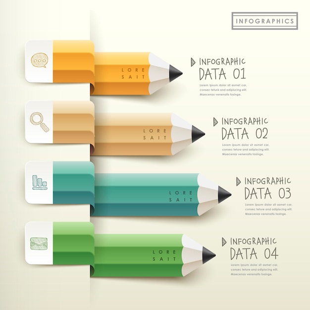 Modelo criativo de infográfico de gráfico de barras de lápis