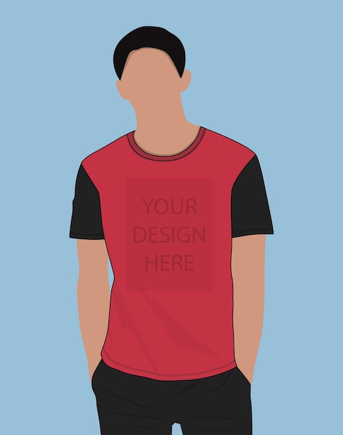 Modelo curto de ilustração vetorial de camiseta eleeve para homens e meninos