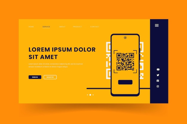 Modelo da web da página de destino da verificação de código QR