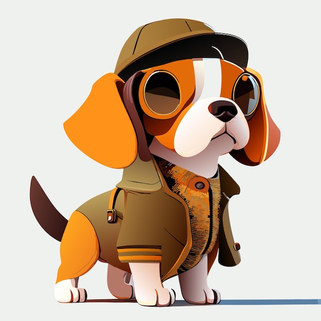 Vetor modelo de adesivo de personagem de desenho animado de cachorro