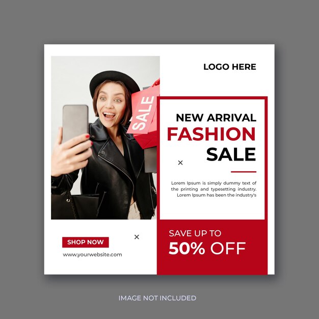 Modelo de anúncio de promoção de vendas de moda e banner de mídia social