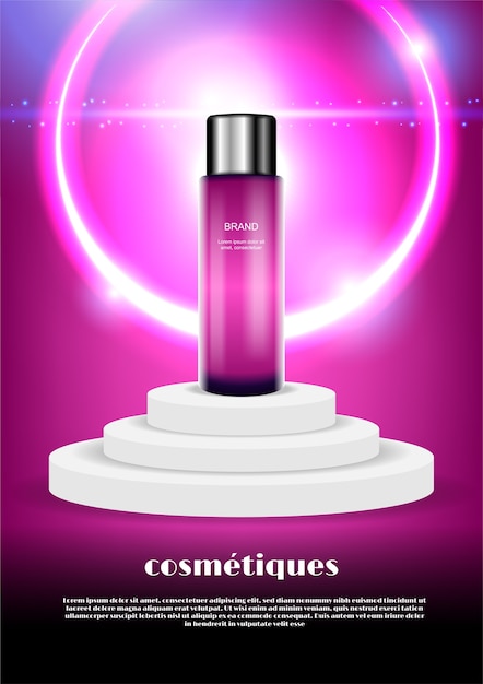 Modelo de anúncios de cosméticos linda, soro-de-rosa