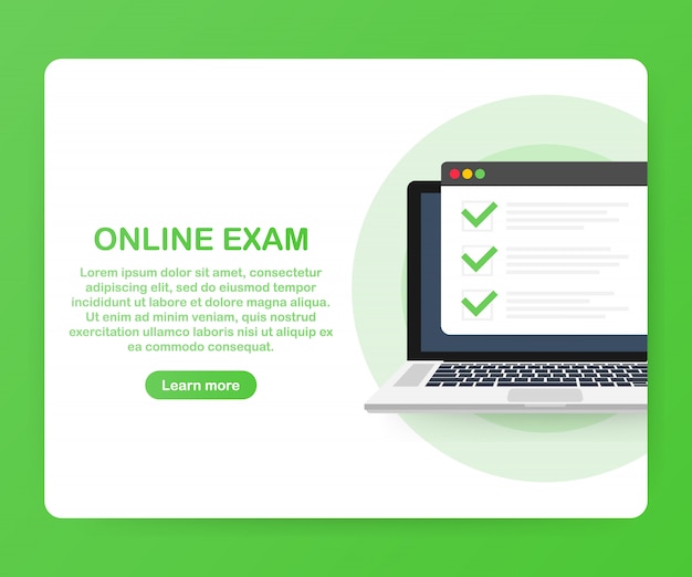 Vetor modelo de aplicativo da web para computador de exame on-line