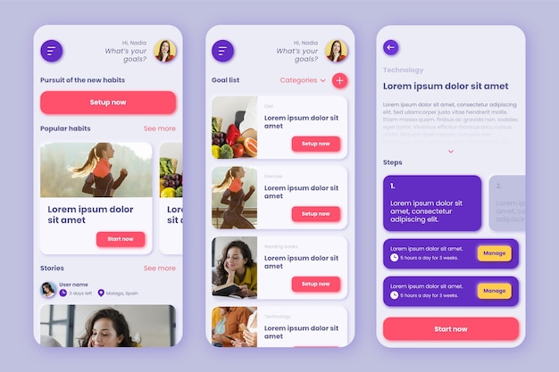 Modelo de aplicativo de rastreamento de metas e hábitos