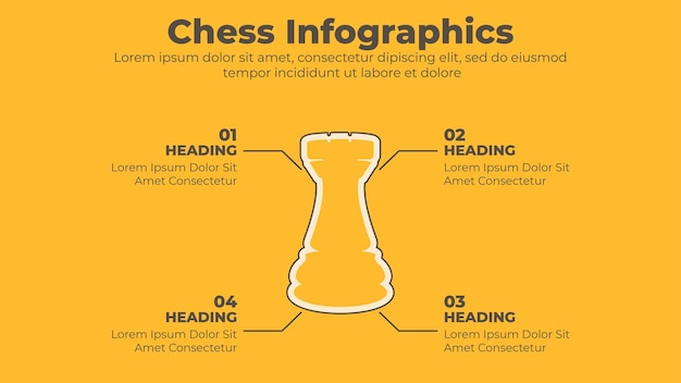 Modelo de apresentação de estratégia de negócios infográfico de torre de xadrez