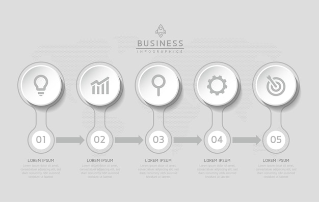 Vetor modelo de apresentação de negócios de infografia vetorial com interconexão circular com 5 opções