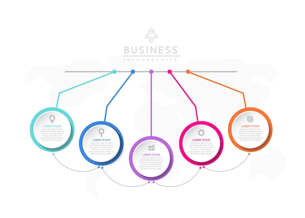 Vetor modelo de apresentação de negócios de infografia vetorial com interconexão circular com 5 opções