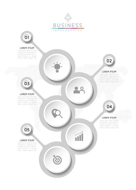 Vetor modelo de apresentação de negócios de infografia vetorial com interconexão circular com 5 opções