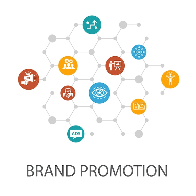 Modelo de apresentação de promoção de marca layout de capa e estratégia de infográficos marketing ícones de publicidade de marca pessoal