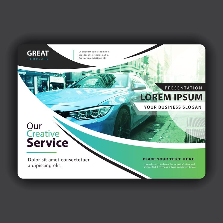 Vetor modelo de apresentação de serviços criativos de automóveis