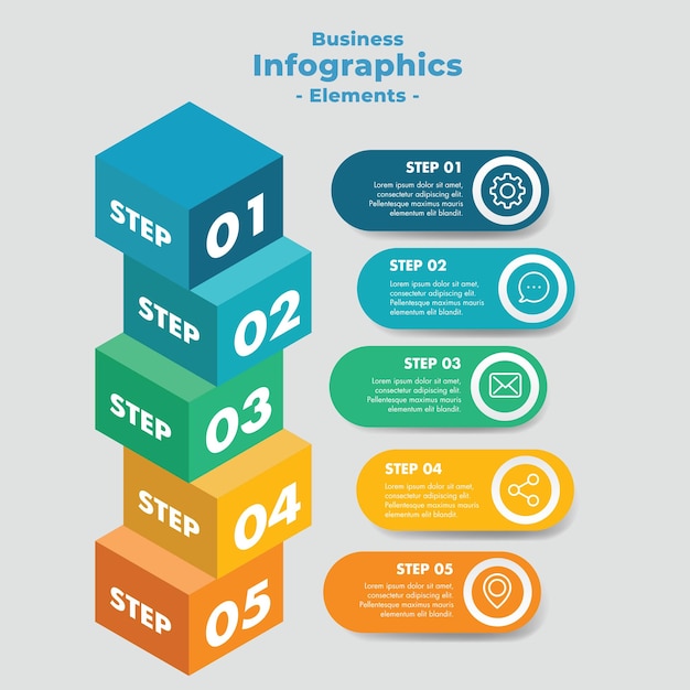 Modelo de apresentação de slides de diagrama vetorial de infografia de negócios plana