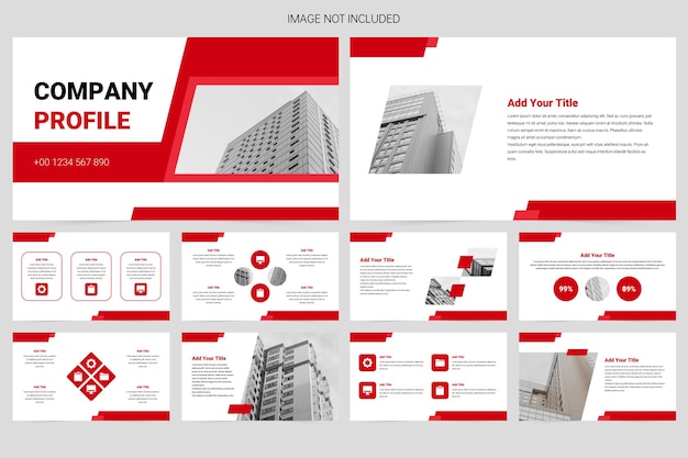 Modelo de apresentação de slides de relatórios de trabalho de negócios modernos em vermelho