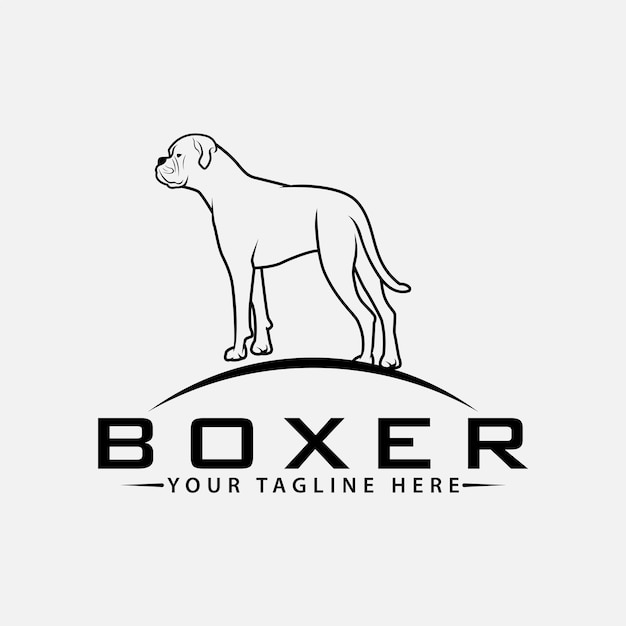 Modelo de arte de linha de cachorro boxer