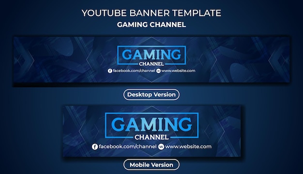 Vetor modelo de arte do canal de jogos do youtube e design criativo de banner do youtube