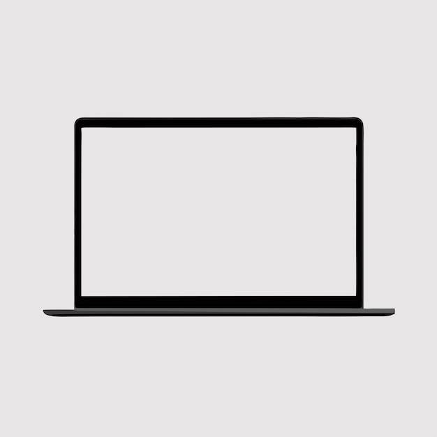 Modelo de arte vetorial realista de laptop com exibição branca em branco em fundo branco