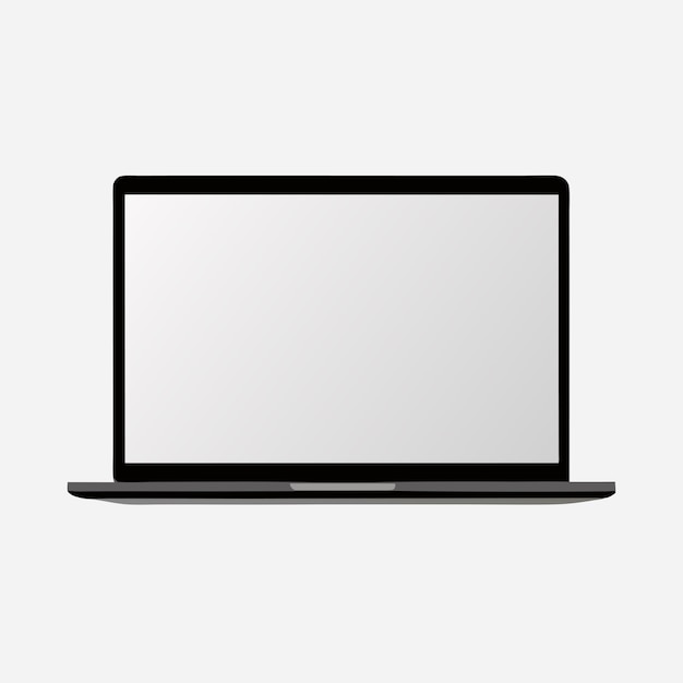 Modelo de arte vetorial realista de laptop com exibição branca em branco em fundo branco