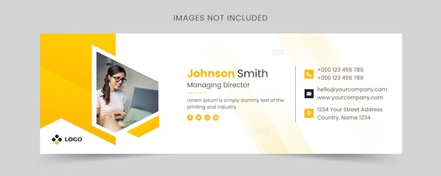 Modelo de assinatura de e-mail ou rodapé de e-mail e capa de mídia social pessoal