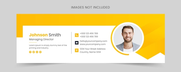 Modelo de assinatura de e-mail ou rodapé de e-mail e capa de mídia social pessoal