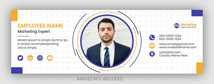 Modelo de assinatura de e-mail ou rodapé de e-mail e capa pessoal do Facebook