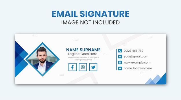 Modelo de assinatura de e-mail ou rodapé de e-mail e capa pessoal do facebook