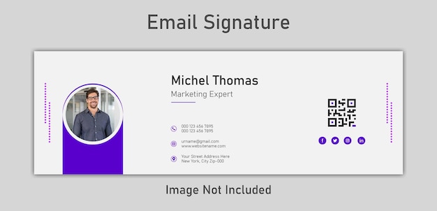 Vetor modelo de assinatura de e-mail ou rodapé de e-mail e design de capa de mídia social pessoal