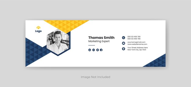 Modelo de assinatura de e-mail ou rodapé de e-mail e design de capa do Facebook