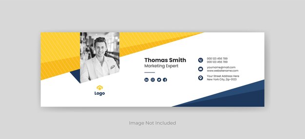 Modelo de assinatura de e-mail ou rodapé de e-mail e design de capa do Facebook
