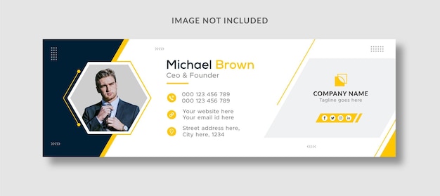 Vetor modelo de assinatura de e-mail profissional de negócios ou rodapé de e-mail e capa de mídia social pessoal