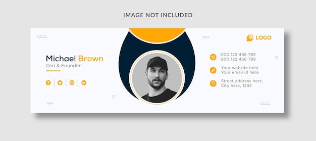 Vetor modelo de assinatura de e-mail profissional de negócios ou rodapé de e-mail e capa de mídia social pessoal