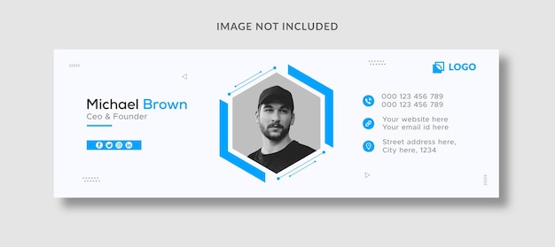 Vetor modelo de assinatura de e-mail profissional de negócios ou rodapé de e-mail e capa de mídia social pessoal
