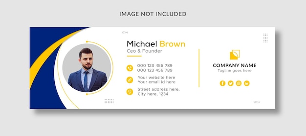 Vetor modelo de assinatura de e-mail profissional de negócios ou rodapé de e-mail e capa de mídia social pessoal