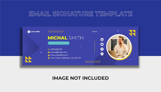 Vetor modelo de assinatura de e-mail profissional ou rodapé de e-mail e design de capa de mídia social pessoal