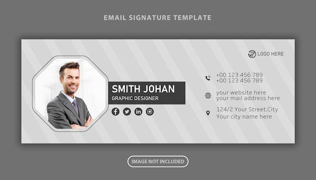 Modelo de assinatura de email e design de capa de mídia social pessoal