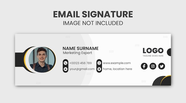 Modelo de assinatura de email ou rodapé de email e capa pessoal do Facebook