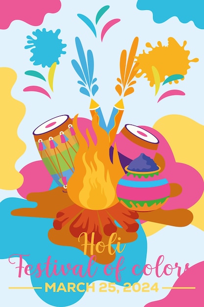Vetor modelo de bandeira colorida de happy holi celebração de festival de hinduísmo indiano design de cartaz de mídia social