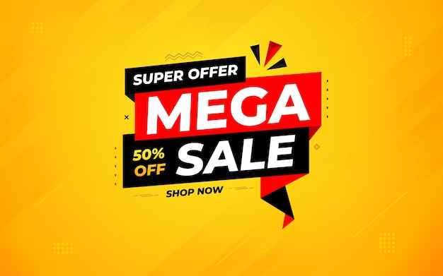 Modelo de bandeira de mega-venda Fonte de desconto de oferta especial Desenho de modelo de banner de Mega-venda