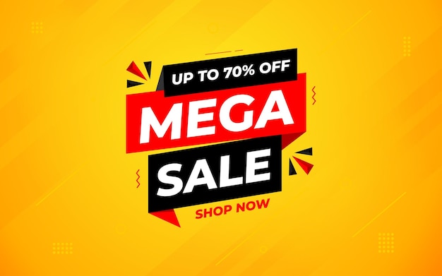 Modelo de bandeira de mega-venda Fonte de desconto de oferta especial Desenho de modelo de banner de Mega-venda